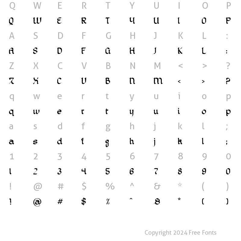 Character Map of Byofine Regular