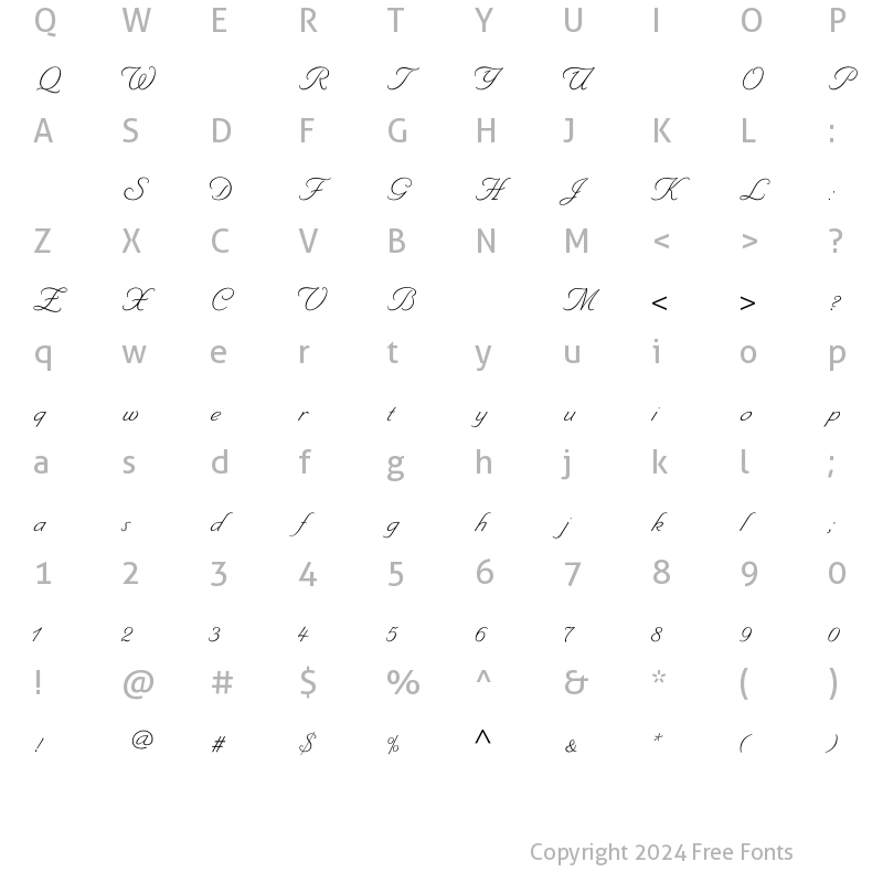 Character Map of ByronLight Regular