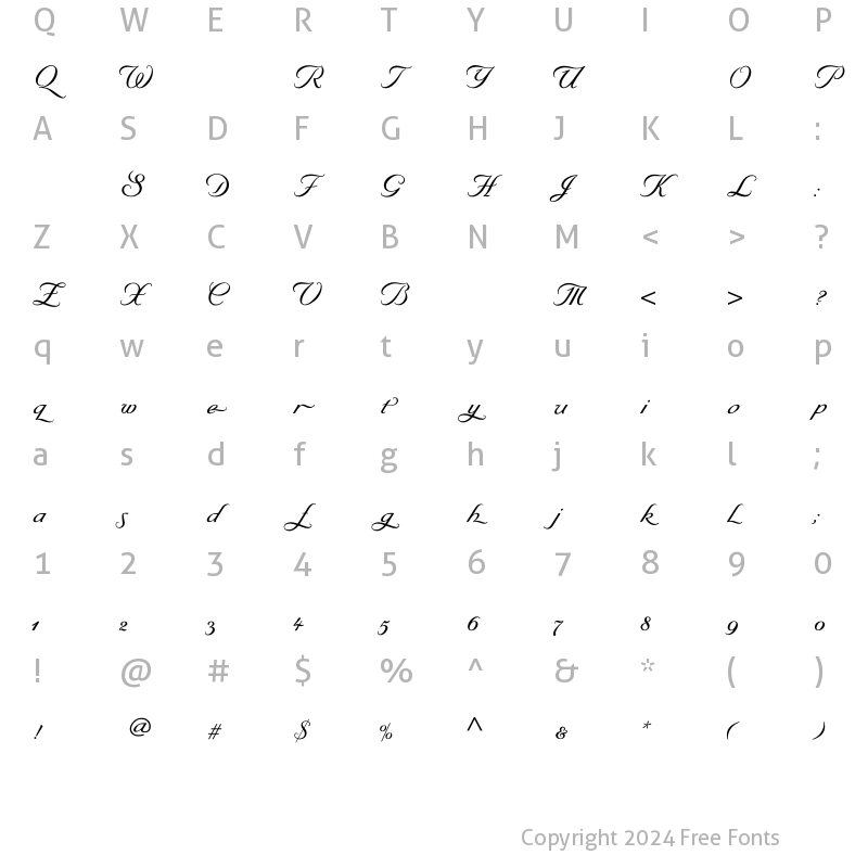 Character Map of ByronMediumSwash Regular