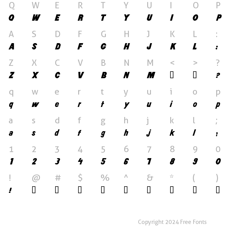 Character Map of CA KissKissBangBang Regular