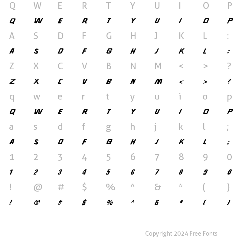 Character Map of CA Kometo Fill