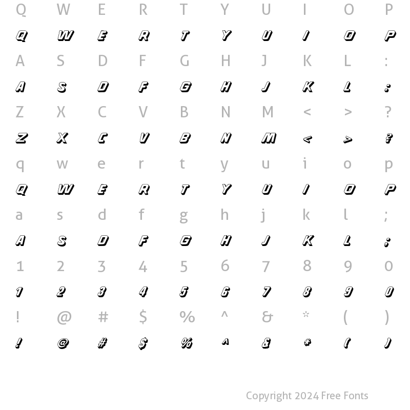 Character Map of CA Kometo Regular