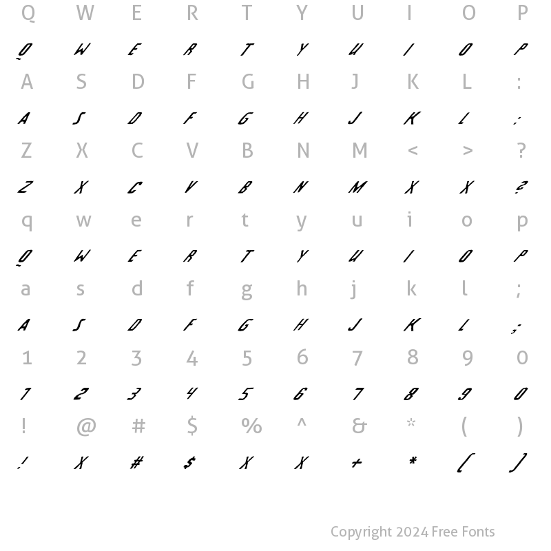 Character Map of CA WeirdStories Fill