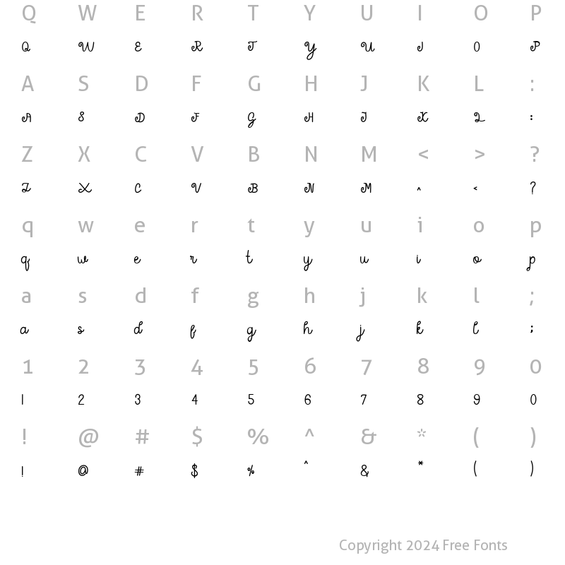 Character Map of caalifah script Regular