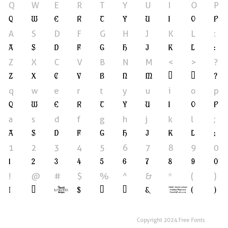 Character Map of Cabaletta Regular