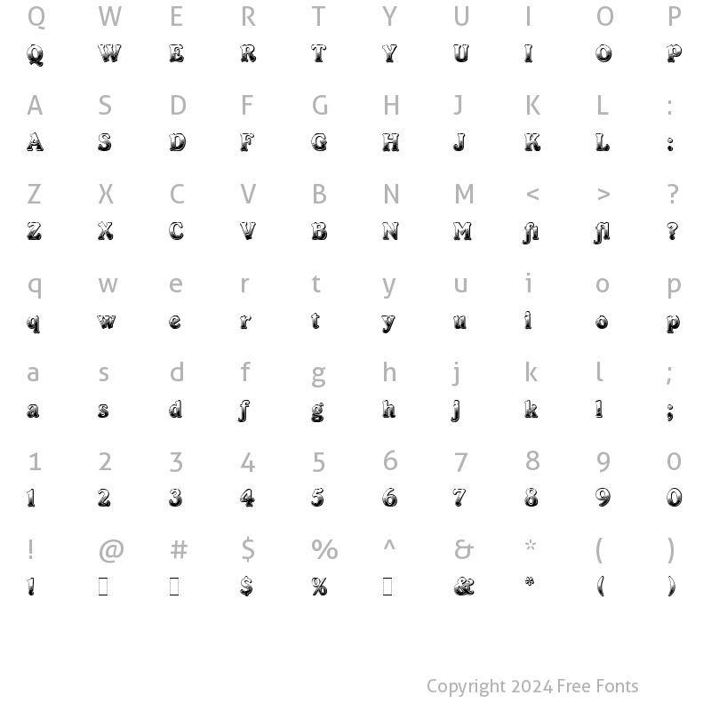 Character Map of Cabaret LET Plain