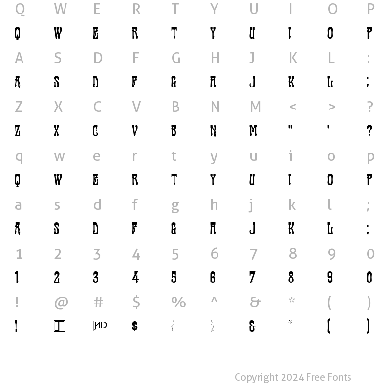 Character Map of Cabaret Normal