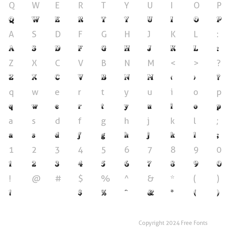 Character Map of Cabaret .. Plain Regular