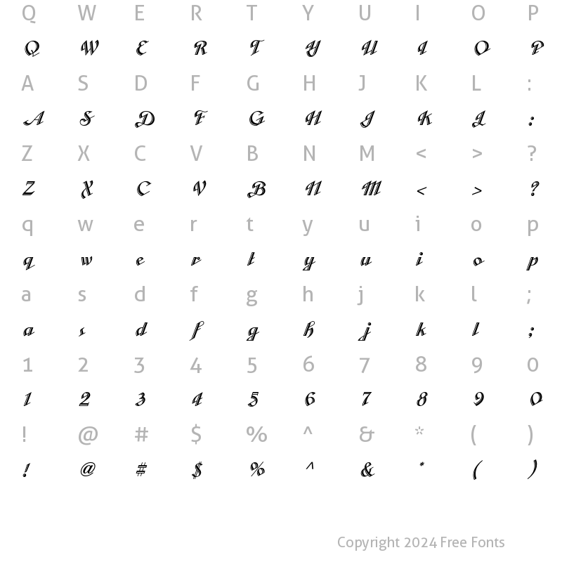 Character Map of Cabarga CursivaICGAlternate Regular