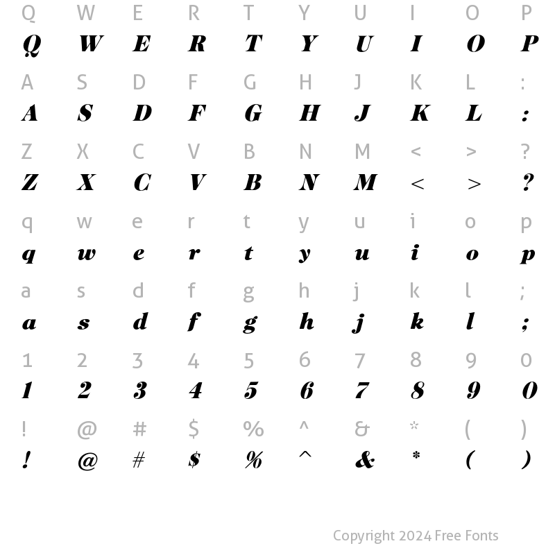 Character Map of CabernetJFPro Italic