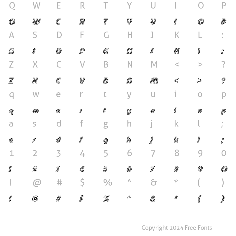 Character Map of Cable Italic