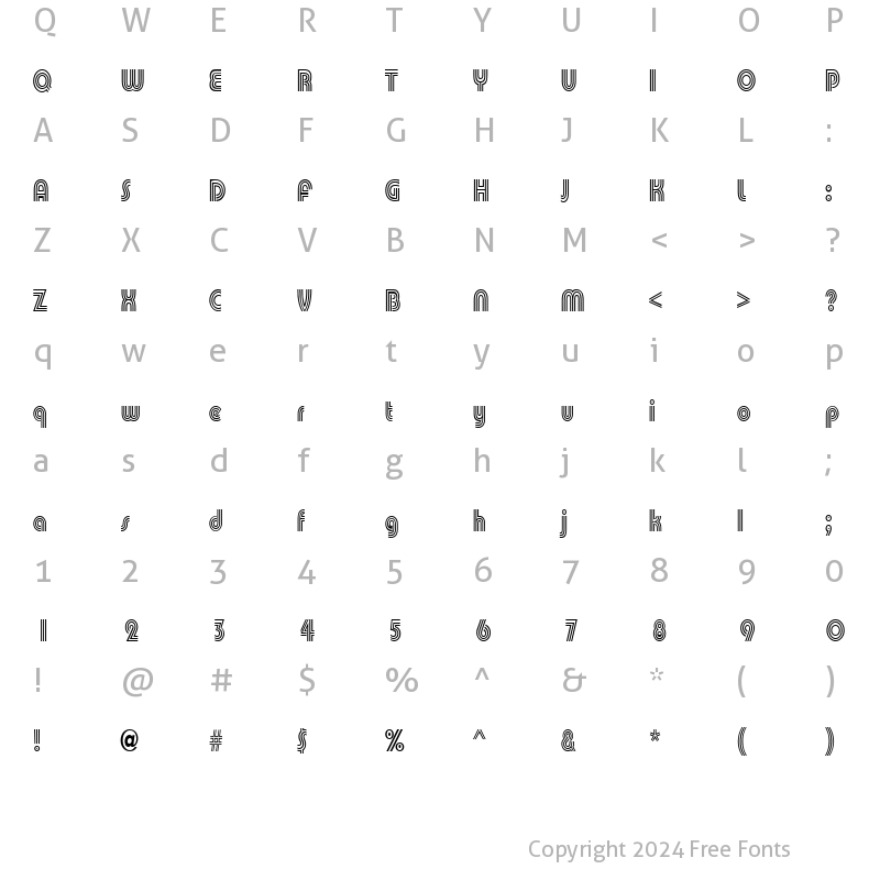 Character Map of Cable Thin Normal