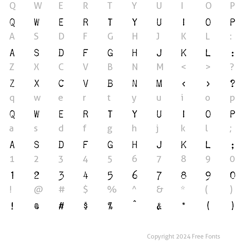 Character Map of CablegramRegular Regular