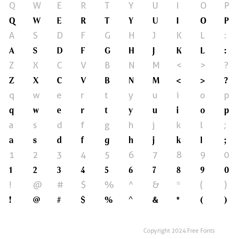 Character Map of Cabrito Flare W03 E ExtraBold Condensed