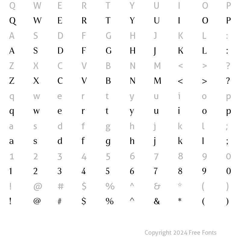 Character Map of Cabrito Flare W03 Norm Medium