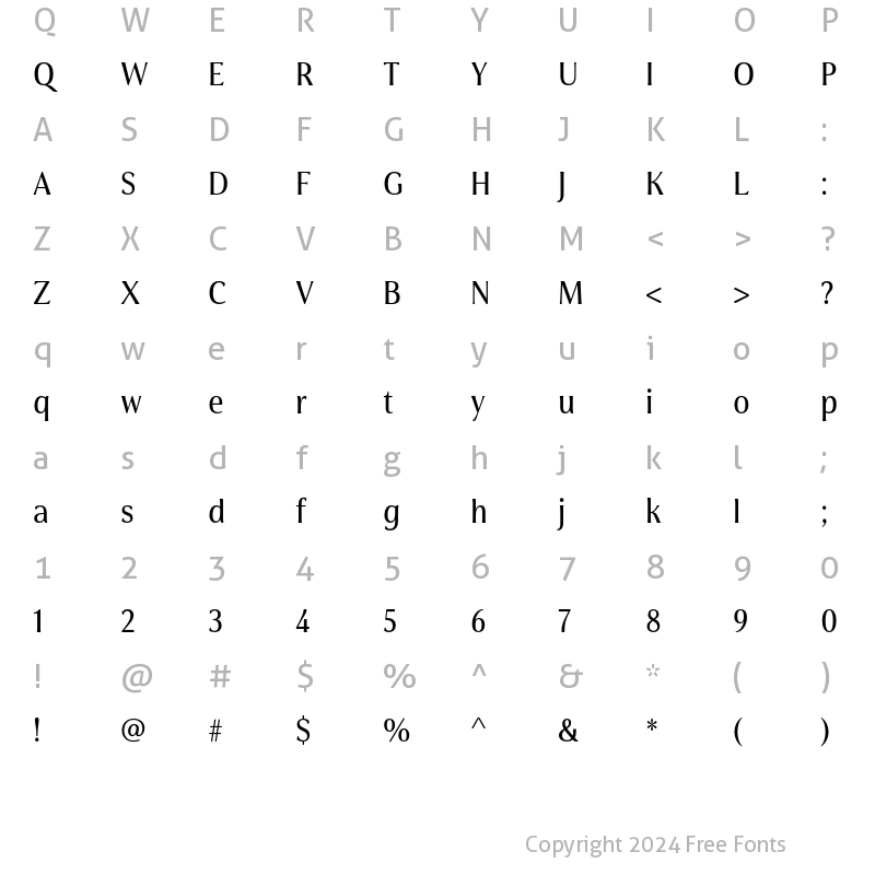 Character Map of Cabrito Flare W05 Medium Condensed