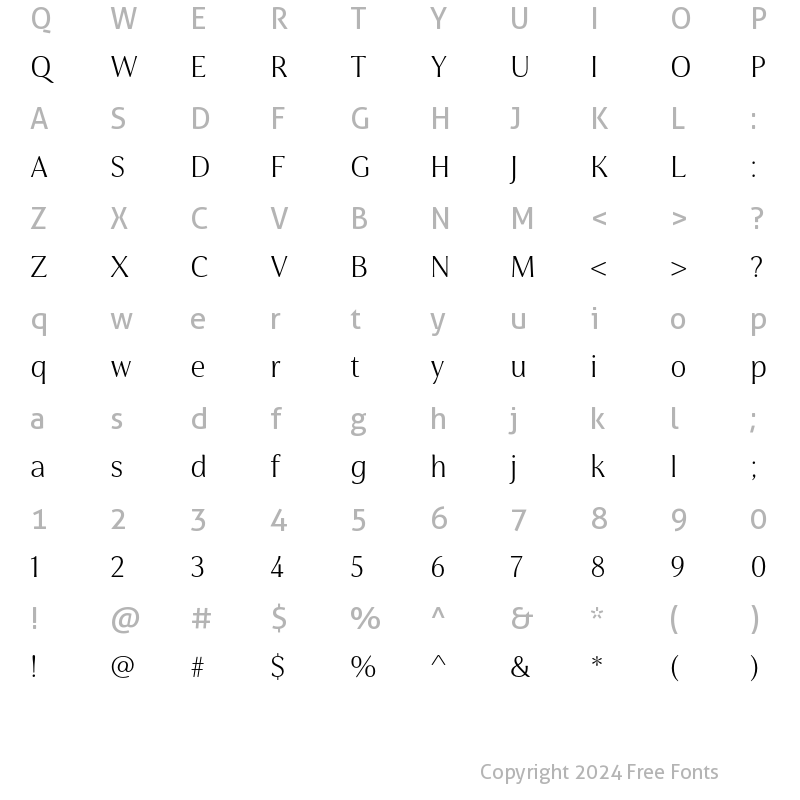 Character Map of Cabrito Flare W05 Norm Book