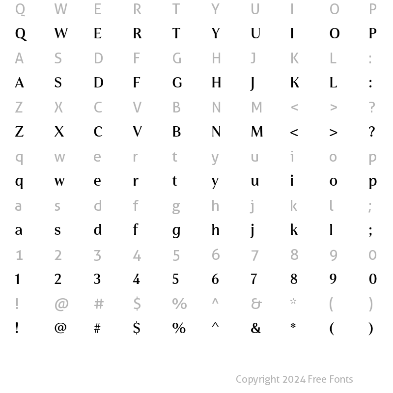 Character Map of Cabrito Flare W05 Norm DemiBold