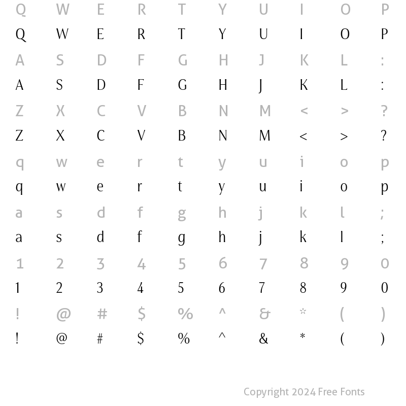 Character Map of Cabrito Flare W05 Regular Condensed