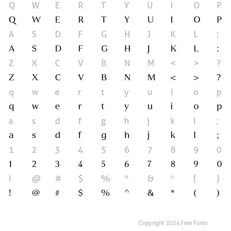 Character Map of Cabrito Flare W05 t Medium Extended