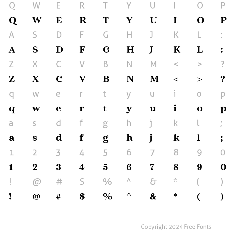 Character Map of Cabrito Serif W05 t Black Extended