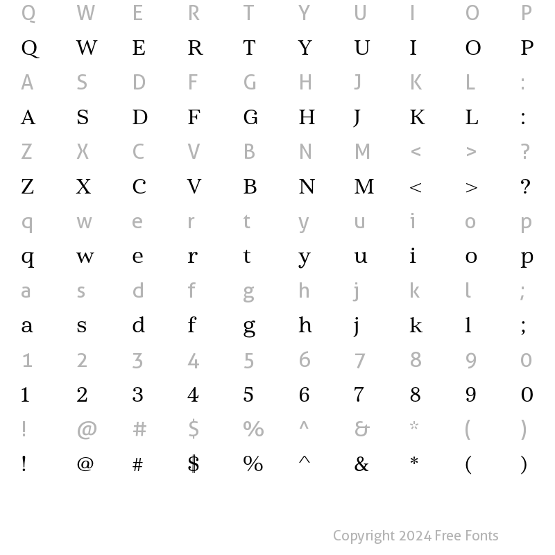 Character Map of Cabrito Serif W05 t Medium Extended