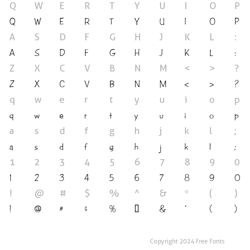 Character Map of CAC Futura Casual Regular