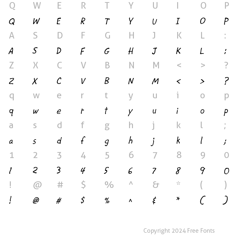 Character Map of CAC Krazy Legs Regular