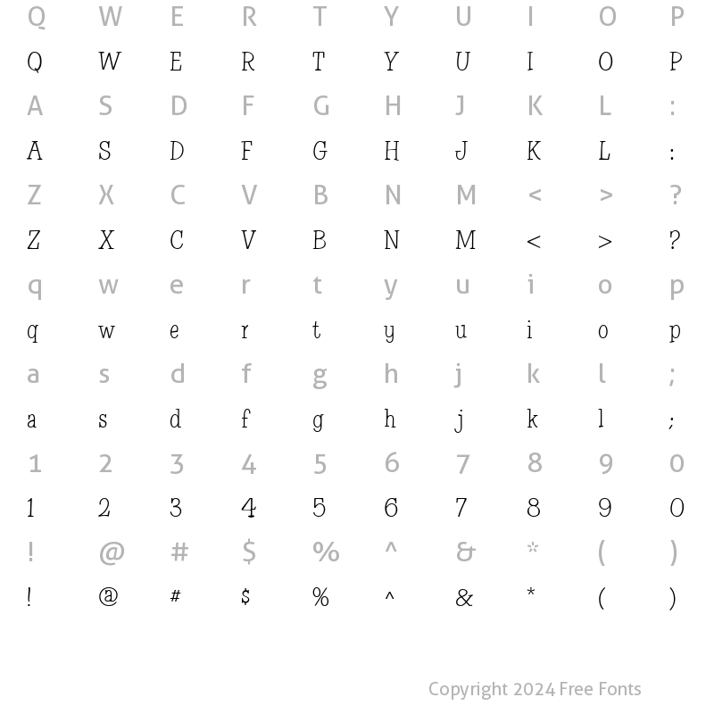 Character Map of CAC One Seventy Regular