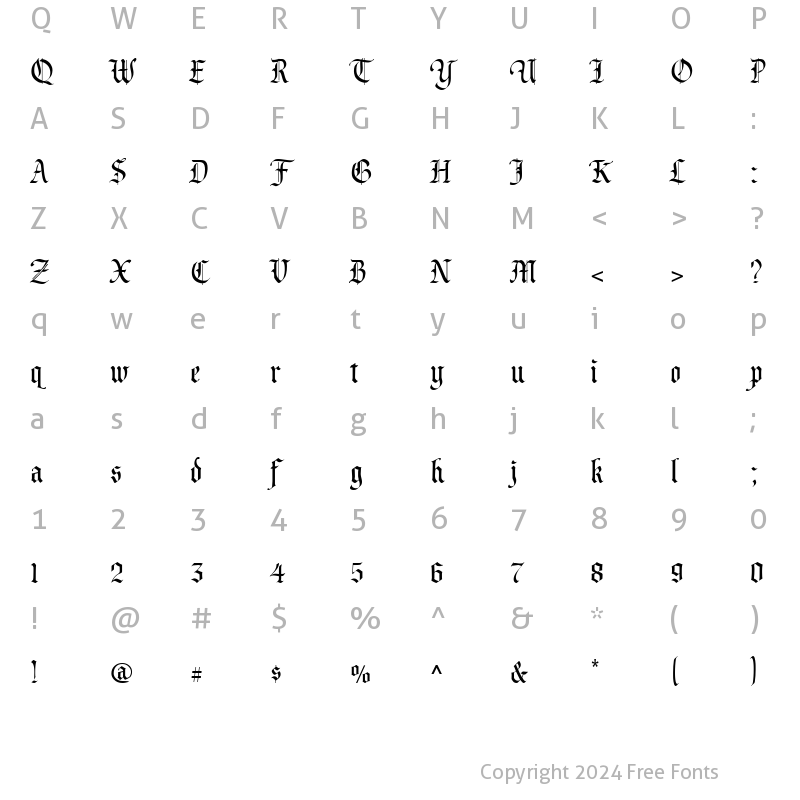 Character Map of CAC Valiant Regular