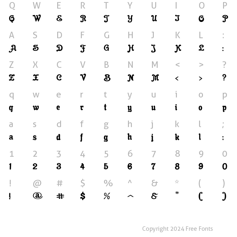 Character Map of Cacao Fat Inline Regular