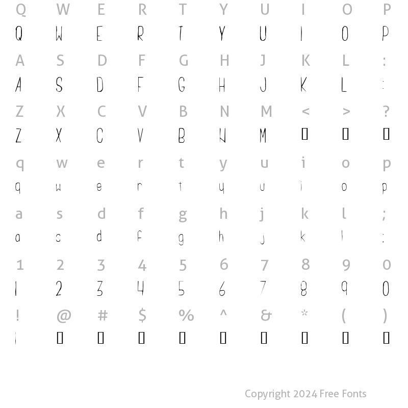 Character Map of Cachex Thin