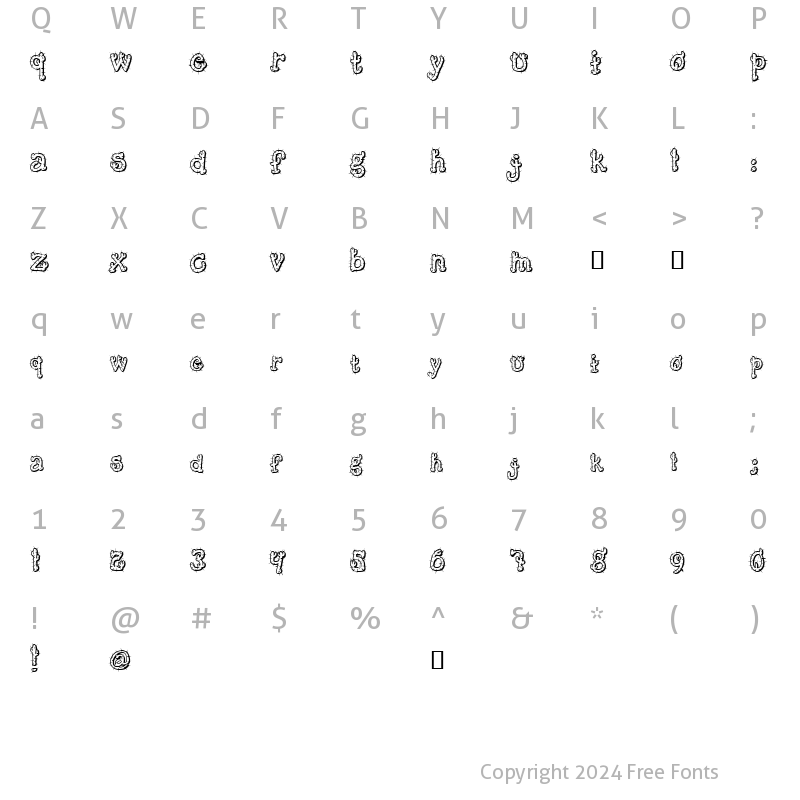 Character Map of Cactus Sandwich FM Regular