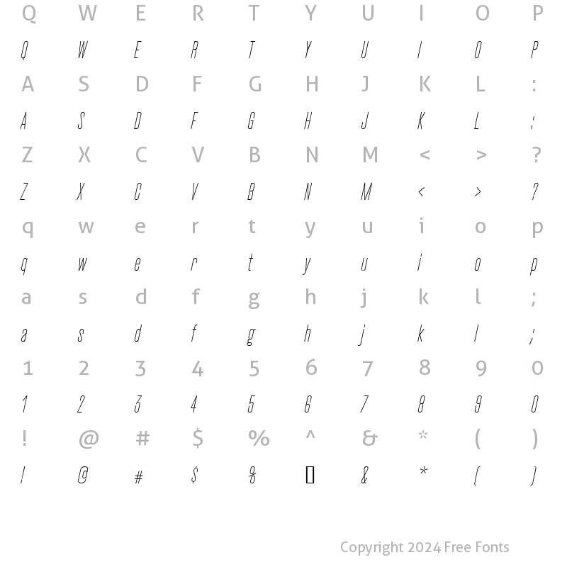 Character Map of CactusLight Italic