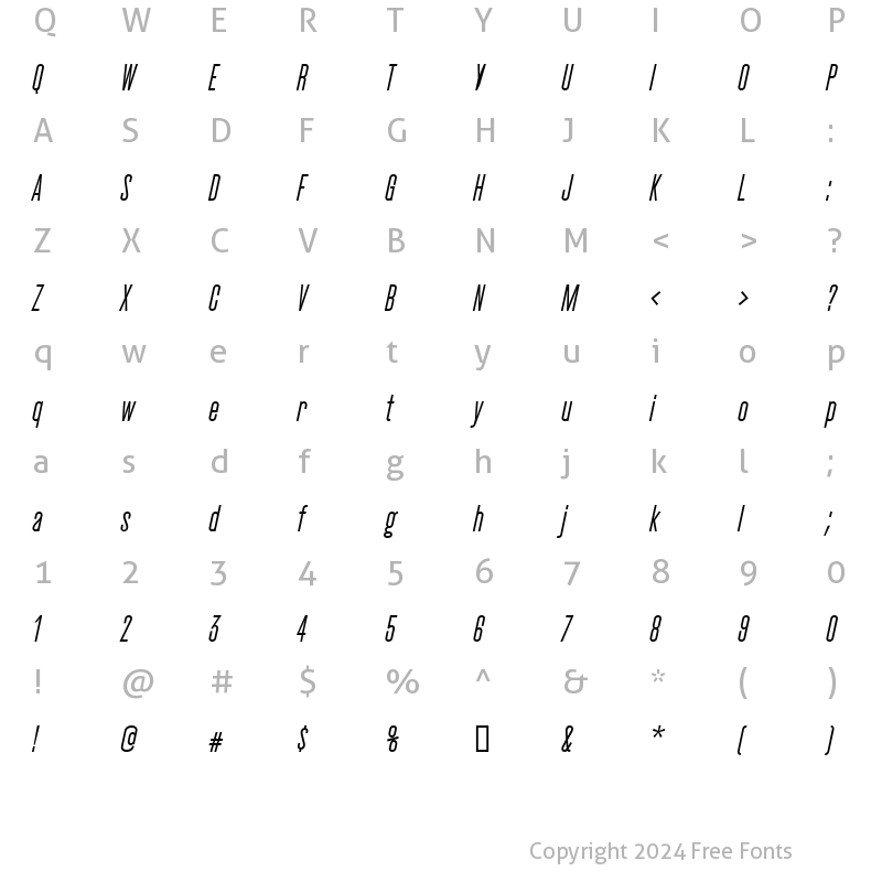 Character Map of CactusMedium Italic