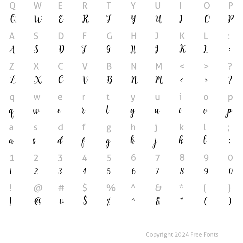 Character Map of Cadeck Script Regular