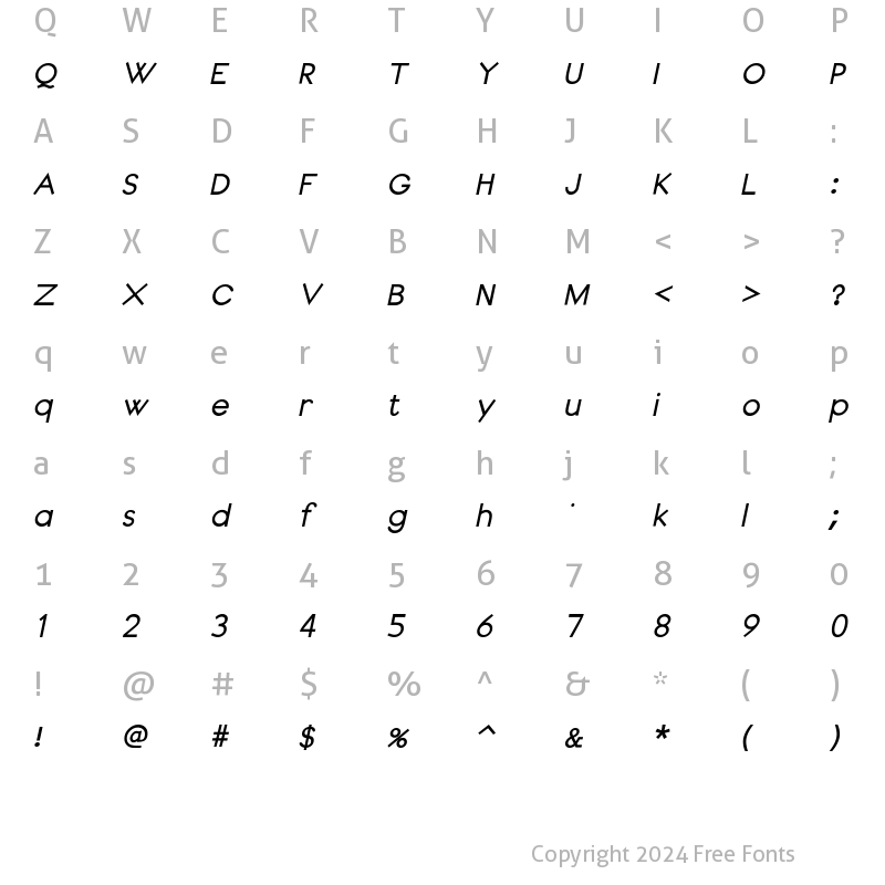 Character Map of CadetSSK BoldItalic