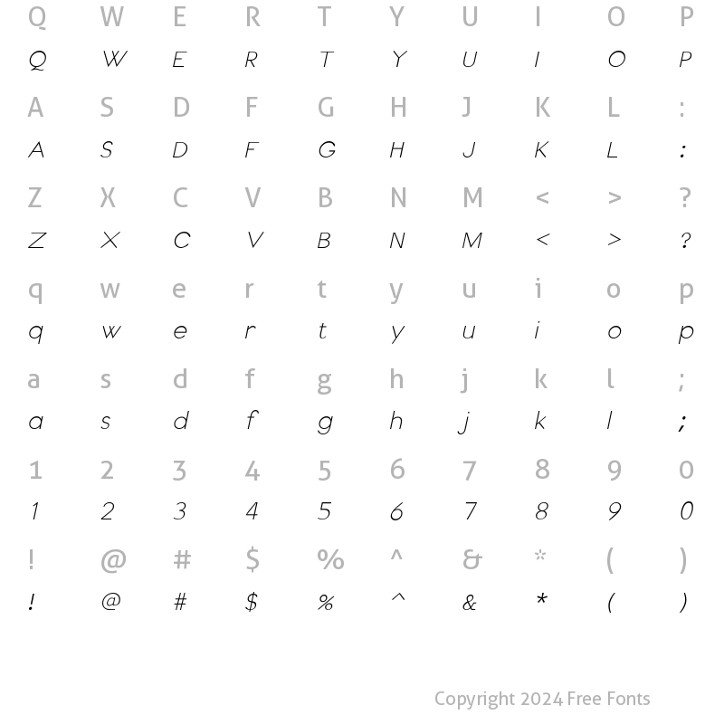 Character Map of CadetSSK Italic