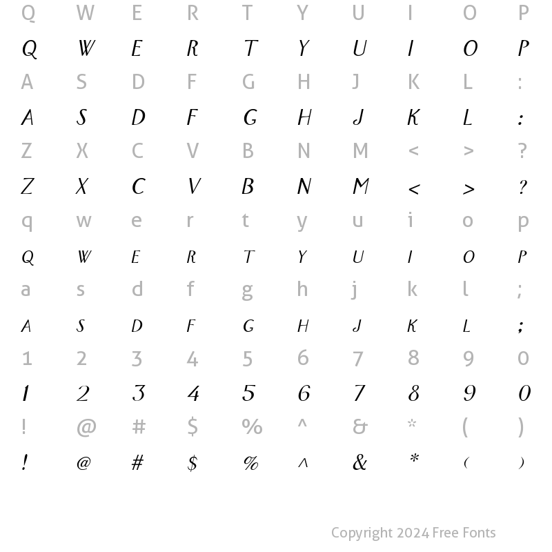 Character Map of CadizSCapsSSK Italic