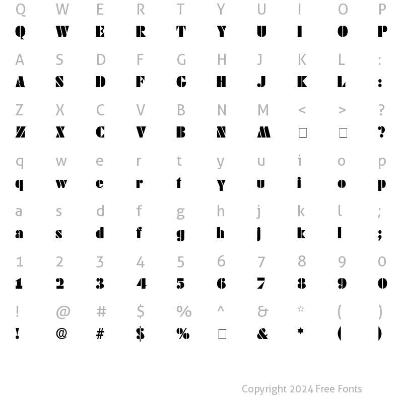 Character Map of Cado Display SSi Regular