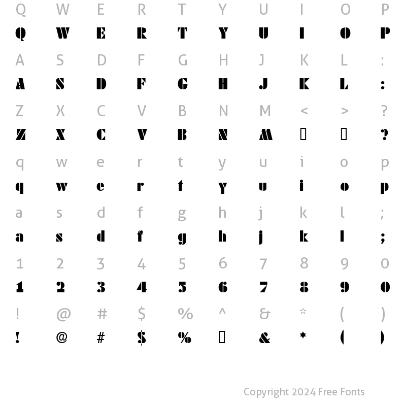 Character Map of CadoDisplaySSK Regular