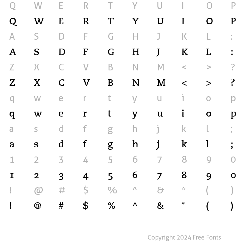 Character Map of Caecilia LightOsF Bold