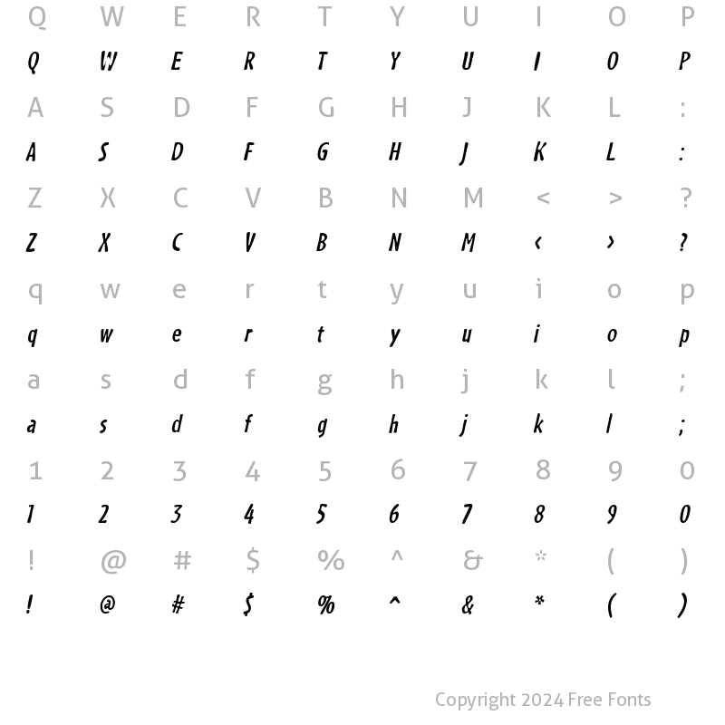 Character Map of Cafecoco BoldItalic