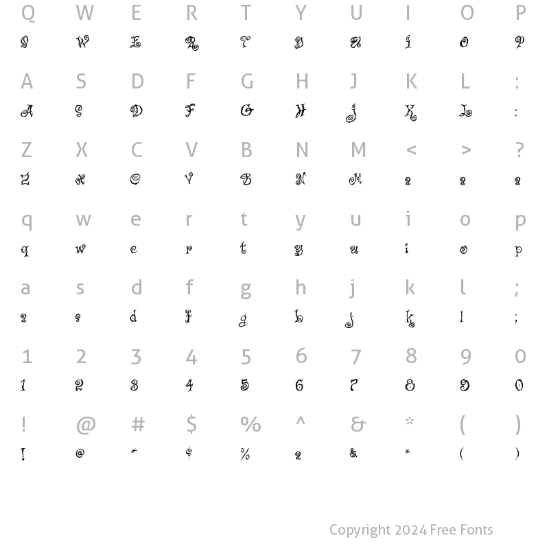 Character Map of Caffe Latte Regular