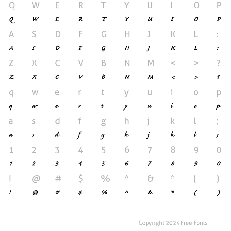 Character Map of Caflisch Script Bold