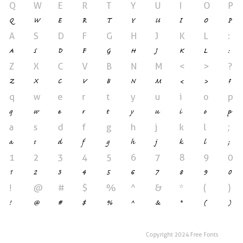 Character Map of Caflisch Script Web Regular