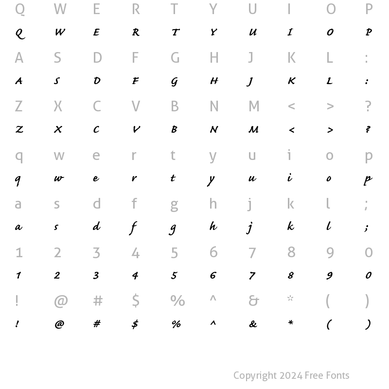 Character Map of CaflischScript Bold