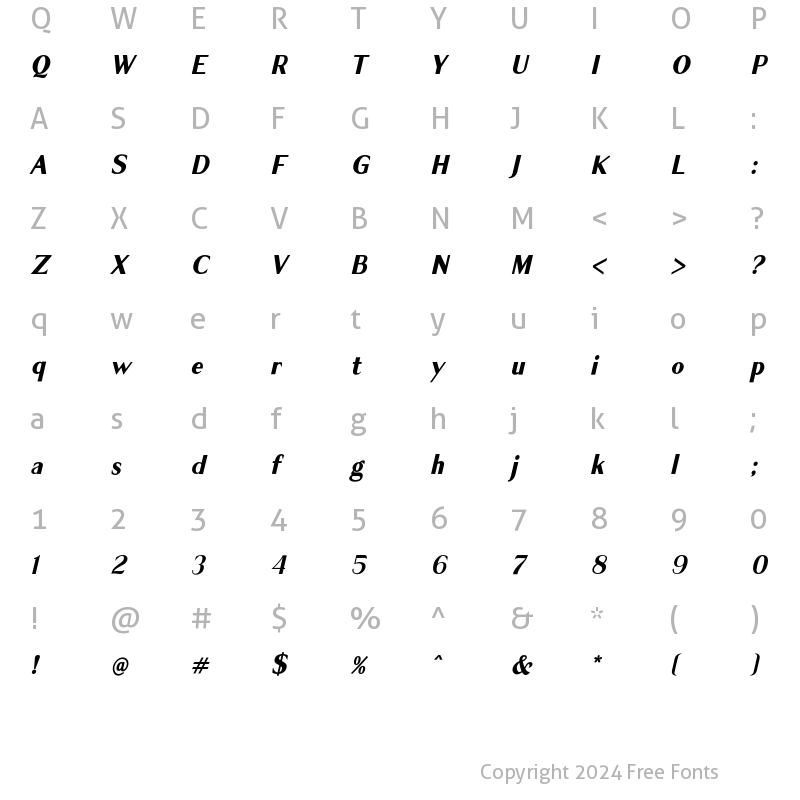 Character Map of Cagile SemiBold-Italic