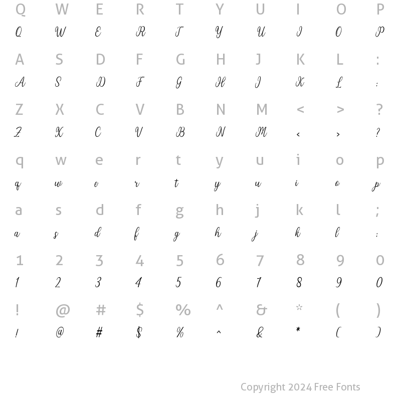 Character Map of Cahaya Regular