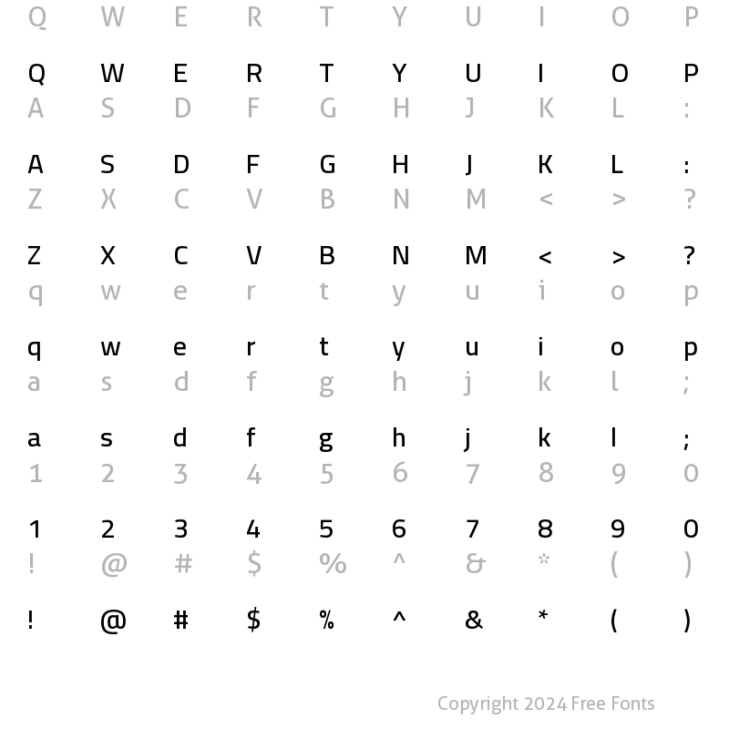 Character Map of Cairo SemiBold Regular